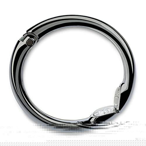 Clipa Bag Hanger - Polished Hematite PVD - The Ring That Opens Into a Hook and Hangs in Just 1/2" of Space, Holds 33 lbs., 3 yr. Warranty