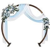 DearHouse Wooden Wedding Arch, 7.9FT Round Wood Arch Arches Backdrop Stand for Wedding Ceremony Birthday Party Bridal Shower Anniversary Candy Tables Decoration(6.9ftx7.9ft)