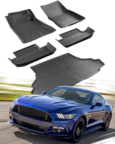 CARxion® for Ford Mustang Floor Mats & Cargo Liner (2015-2023, 5PCS Full Set, Not for Mach-E)