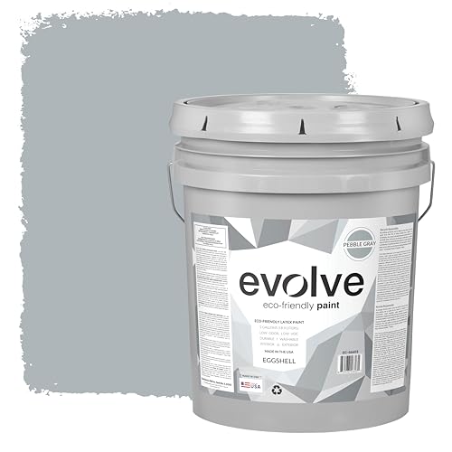 EVOLVE Paint & Primer: Environment-friendly, Low Sheen with One-coat Coverage for Interior & Exterior surfaces (Pebble Gray, 5-Gallon)
