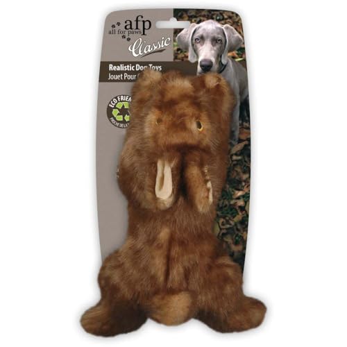 ALL FOR PAWS Classic Rabbit Squeaky Doy Toy, Bunny Dog Toy for Medium Large Breed, Puppy Fetch Toy with Squeaker, Plush Chew Dog Toy, 12.2x7.1x7.5 inches, Brown Rabbit-L