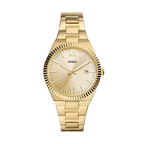 Fossil Women's Scarlette Quartz Stainless Steel Three-Hand Watch, Color: Gold (Model: ES5299)