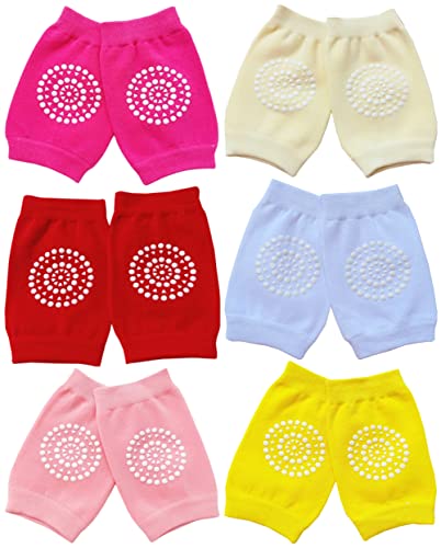 Toptim Toddler Knee Pads Unisex Baby Anti-Slip Stretch Kneepads for Crawling Non-constricting Legs (Colors of 6, 6-36 Months)