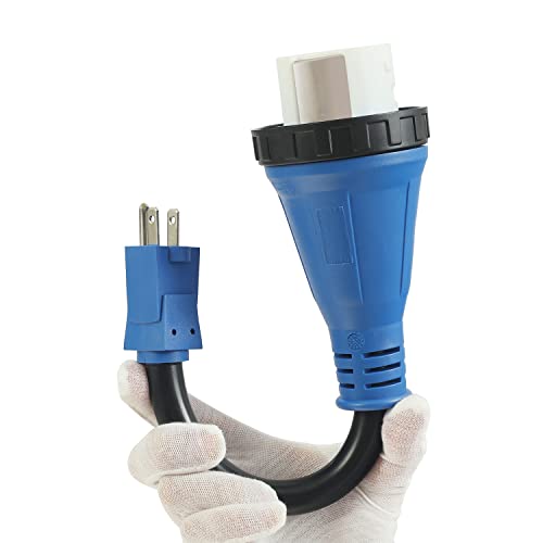 50 Amp RV to 15 Amp 110V Power Adapter NEMA 5-15P to SS 2-50R 15 Amp Male Plug to 50 Amp Twist Lock Female Connector for 50 Amp RV to 15 Amp Electrical Outlet,Rated for 125V 1875W,10/3 AWG,12 Inch