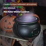 BIGINIWA Mist Maker in Large Witches Cauldron for Halloween - USB Mini Fog Machine with LED Lights and Splash Cover for Fish Tanks, Vases and Rockery Decoration