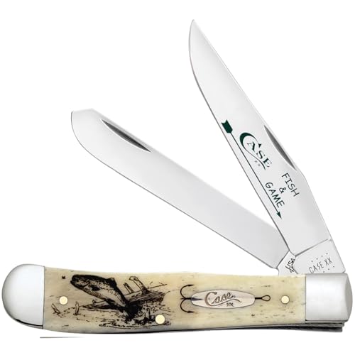 Case XX WR POCKET KNIFE, FISH & GAME NATURAL BONE TRAPPER - FISH, 4 1/8 INCHES CLOSED, ITEM #9144591