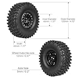 12mm Hex 1.9 Beadlock Wheels and Tires Height 120mm / 4.72inch with Foam Inserts for 1:10 RC Crawler Axial SCX10 90047 SCX10 II 90046 SCX10 III TRX-4, Set of 4 (w/Black Rims)