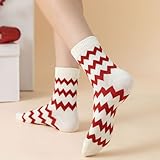 MeganJDesigns Novelty Socks for Women and Girls, Cute Cotton Socks (Cotton, 5 Pack Red White)