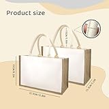 WHEATHUSK 24 Pack Burlap Bags Bulk Jute Tote Bags with Handles Beach Tote Bag Blank Reusable Burlap DIY Handbag for Bridesmaid Gift Wedding Shopping Travel, White 12.8" x 8.2" x 5.2"