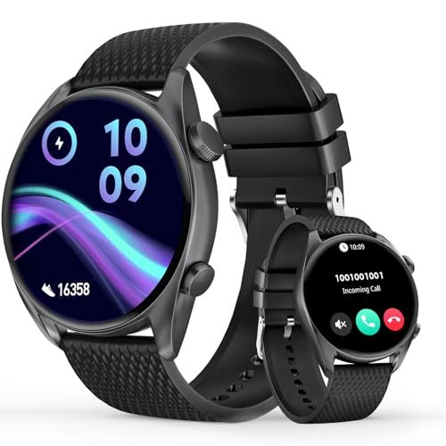 Smart Watch (Answer/Make Calls), 1.43" AMOLED Touch Screen, 100+ Sport Modes Fitness Tracker SmartWatch for Men Women with Heart Rate/Sleep Monitor/Steps/Calories/IP68 Waterproof for Android iOS,Black
