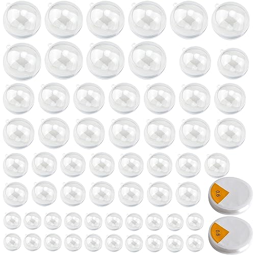 MAHIONG 60 Pack Clear Plastic Fillable Ornament Ball, DIY Craft Bath Bomb Mold with 4 Size for Christmas, Party, Wedding, Home Decor(30mm,40mm,50mm,60mm)