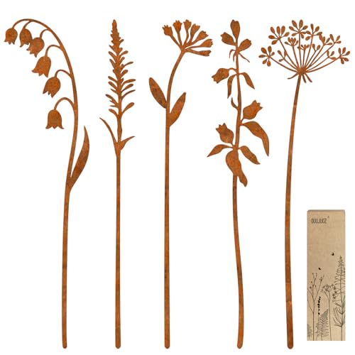 OUUJUOZ Metal Flowers for Outside,Decorative Garden Stakes,Flower Bed Decor Plant Stakes,Metal Art for Outside,Yard Art Outdoor for Lawn Yard, Walkway and Flower Garden