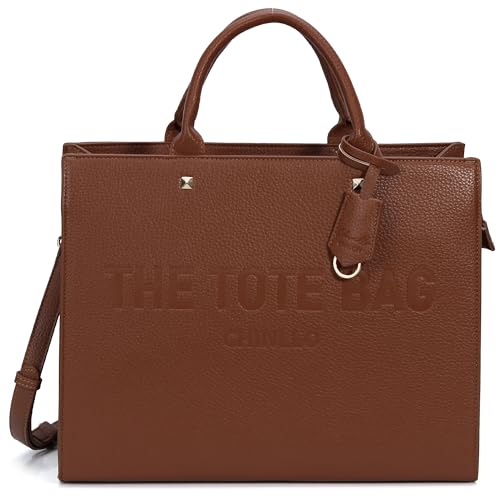 Chinllo Tote Bag for Women, Laptop Top Handle Stachel Purse and Handbags with Shoulder Strap (D.Whisky-L)