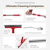 Grout Brush with Long Handle & Handheld Stiff Bristle Scrubber, V-Shaped Grout Cleaner Brush with Telescopic Handle for Easy Cleaning & Storage - Grout Cleaning Brush for Tile Floors by Foxtrot Living