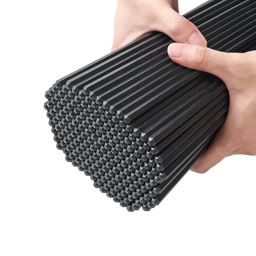 Sbirdbao 200 Pairs Hexagonal Fiberglass Sushi 24cm/9.4 Inch Dishwasher Safe Non-Slip Chopsticks,Japanese Style Black for Restaurant & Party.
