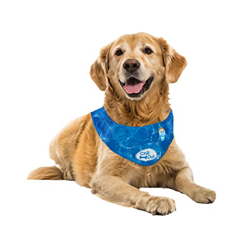 ALL FOR PAWS Cooling Neck Wraps for Dogs,Ice Dog Bandanas,Do g Cooling Bandana,Chill Out Blue Do g Collar Neck Cooler (XL)