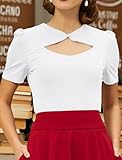 Work Blouses for Women Elegant Vintage Tops for Work Office White Shirt Size M