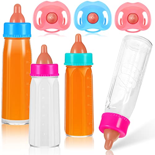 7 Pcs Baby Doll Bottles Accessories Disappearing Doll Feeding Set Milk and Juice Bottles with Toy Pacifier Baby Alive Toy for Kids Gift Baby Reborn Accessories