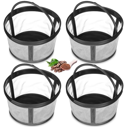 Maxdot 4 Packs Reusable Coffee Filters for Mr. Coffee 4-5 Cup Replacement Nylon Mesh with Handle 2.8 x 3.1 x 2 Reusable Filter Basket Fits Most Coffeemakers and Brewers Universal