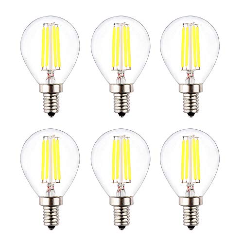 OPALRAY 4W Dimmable Mini Globe LED Filament Bulb, G14(G45) Style, Neutral White(Daylight) 4000K, 400Lm 40W Incandescent Bulb Replacement, Clear Glass Cover, E12 Small Base, Pack of 6