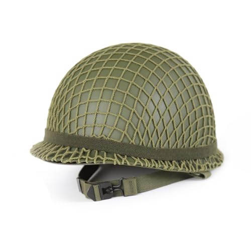 WW2 WWII US M1 Helmet Fixed Bale with Chin Strap WWII Style Double Shells Reproduction (Helmet)