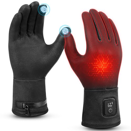V.Step Heated Gloves for Men Women - Rechargeable Hand Warmers With Touchscreen, Battery Heated Electric for Motorcycle Work Ski Arthritis Hunting - Black M