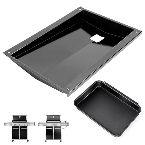 QuliMetal Grease Tray with Catch Pan for Weber Genesis 300 Series (2011-2016) – Compatible with Genesis E310, E320, E330, Front Control Knob Gas Grills, Replacement for Weber 62757 & 67047
