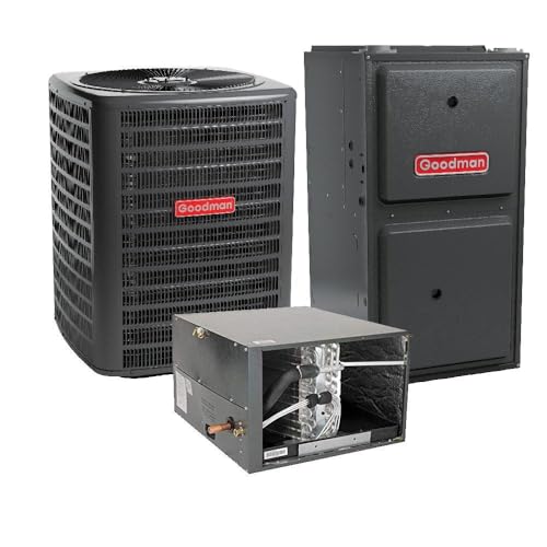 Goodman 3 Ton 14.4 SEER2 R32 Horizontal Air Conditioner System with 96% AFUE 80 000 BTU Furnace GLXS4BA3610 CHPTA3630C3 GDVT960804CN