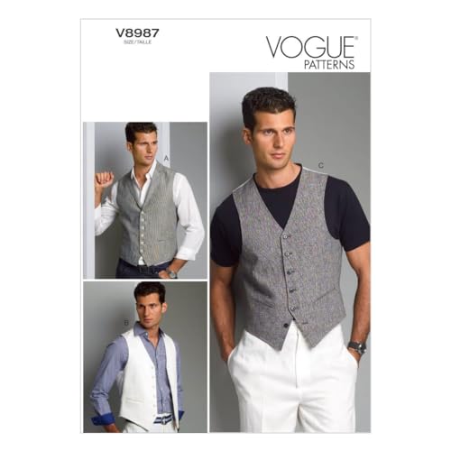 Vogue Patterns V8987MXX Men's Vest Sewing Template, Size MXX (40-42-44-46)