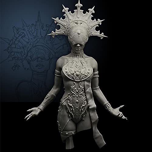 Goodmoel 120mm Fantasy Demon Female Warrior Resin Bust Model / Unassembled and Unpainted Soldier Die Cast Kit / Lw-763