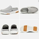 OrthoComfoot Mens Slip On Clog House Shoes, Orthopedic Walking Shoes Bunions, Casual Comfort Lightweight Travel Stretch Shoes Light Grey Size 13