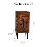 Cttasty Mid Century Modern Nightstand, Solid Wood Night Table, Minimalist Nightstand, Side Table for Bedroom, 2-Drawer Bedside Tables, Narrow Oak End Table Easy Installation (Walnut, 9.84inches)