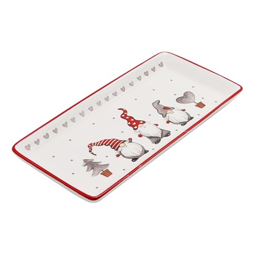 Hoypeyfiy Christmas Rectangle Serving Plate Cartoon Gnomes Salad Platters Cheese Appetizer Snack Fruit Vegetable Serving Dish Dishwasher Safe