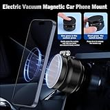 Electric Vacuum Magnetic Suction Phone Holder,Adjustable Suction Cup Phone Mount for Car,Foldable Smart Double-Sided Magnetic Phone Holder,Strong Magnetic Car Phone Holder for All Phone Types (Black)