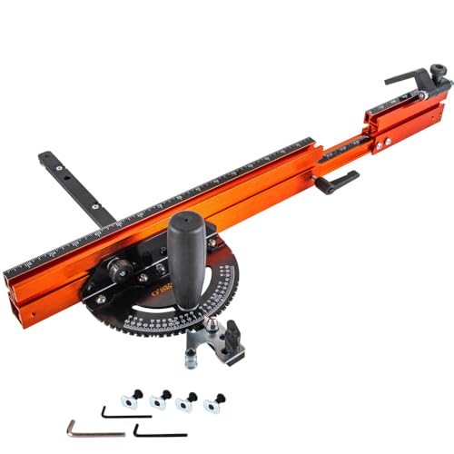 O’SKOOL Miter Gauge Extension Fence System with Standard Slot and Stop Holes,Telescoping Fence and Flip Stop