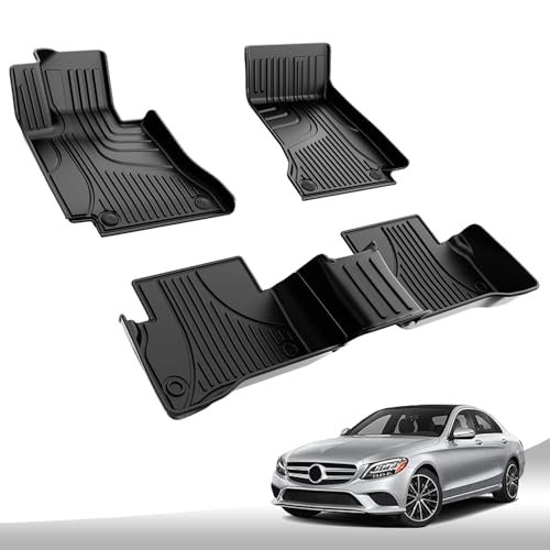 Floor Mats for Mercedes-Benz C300 2015-2021: AOMSAZTO All Weather Floor Mats for Mercedes Benz C Class Sedan Only 1st and 2nd Row