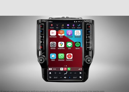 2019-2023 RAM 12" Tesla-Style Navigation CarPlay, Android Auto