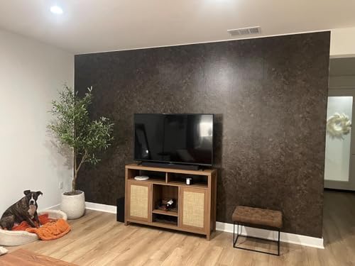 3yecao 31"×157" Air Guide Design Extra Thick Dark Brown Grey Concrete Wallpaper Peel and Stick 3d Wide Glossy Textured Tan Grey Concrete Cement Contact Paper for Bathroom Bedroom Gym Office Room Walls