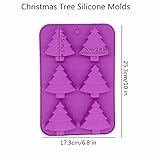 Accfore 3 Pack Christmas Tree Silicone Molds,6 Cavity Candy Baking Trays for Holiday Cakes,Candies,Gummy,Chocolates,Jelly,Soap,Ice Cube,Cookies (red, green, purple)