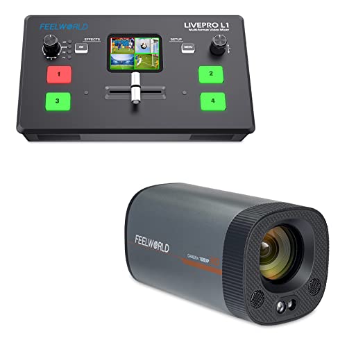 FEELWORLD LIVEPRO L1 V1 Video Switcher and HV10X Live Stream Camera Bundle