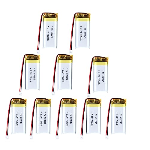 YTKavq 3.7V 10X 750mAh 692245 Battery Lithium Polymer Ion Rechargeable Lipo Battery with PH 2.0mm Connector