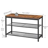 HOOBRO Shoe Bench, 3-Tier Shoe Rack, Industrial Shoe Organizer Storage Bench, 29.5 inches Entry Bench with Mesh Shelves, for Entryway, Living Room, Hallway, Easy Assembly, Rustic Brown BF75HX01