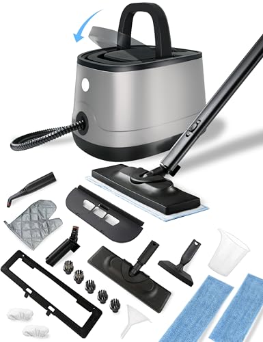 Steam Cleaner for Home, Xyloset Powerful Multipurpose Portable Steamer for Floors, Cars,Tiles, Home Use, 5 Mins Quick Heating, 1.5L Capacity, 20 Acc., Heavy Duty Steam Cleaner Carpet and Upholstery