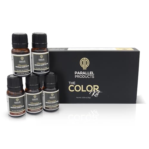 Parallel Products Henna Color Kit - Professional Hair Tint and Root Touch Up - 3 Gram Mini-Collection for Grey Coverage