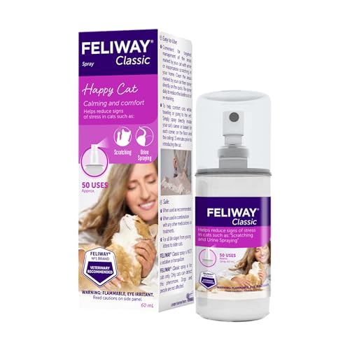 FELIWAY® Classic Cat Calming Spray, 60ml - Comforts Cats at Home and On the Go and Helps to Calm During Travel