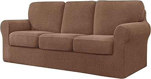 Stretch Sofa Cover 1/2/3/4 Seater, Jacquard Fabric Slipcover with Separate Backrests and Cushions, 3/5/7/9 Piece Couch Protector