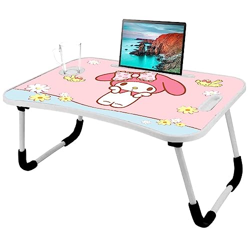 Kawaii Laptop Desk Foldable Kawaii Bed Desk Table Cute Folding Breakfast Tray Portable Lap Standing Desk Notebook Stand Reading Holder for Bed/Couch/Sofa/Floor (Pink)