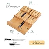 Utoplike In-drawer Knife Block Bamboo Kitchen Knife Drawer Organizer, Large handle Steak knife Holder without Knives, Fit for 16 knives and 1 Sharpening Steel (Not Included)