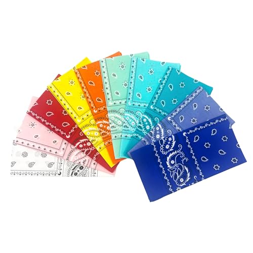 Vamqor 100% Cotton 10 Pack Fine Bandanas（Summer Assorted）