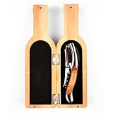 Semecca® Corkscrew Wine Opener, Waiter's Corkscrew, Double Stage, The perfect Wine Opener and Wine key, Wine Bottle Shaped Wooden Box, Gift for Wine Lovers (Naturalwood)